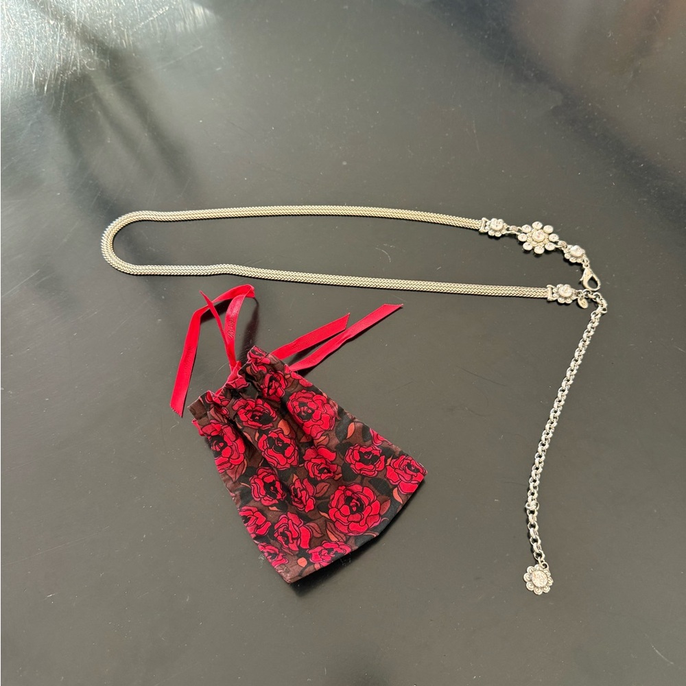 NWot Brighton Silver Chain Belt with Floral Accents